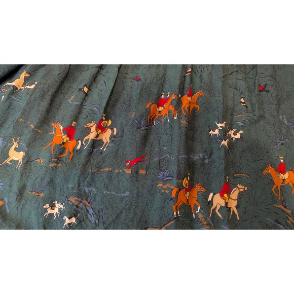 Chaus Petites Skirt Size 8 Green Horse Print Pleated Midi Vintage Equestrian - Picture 7 of 8